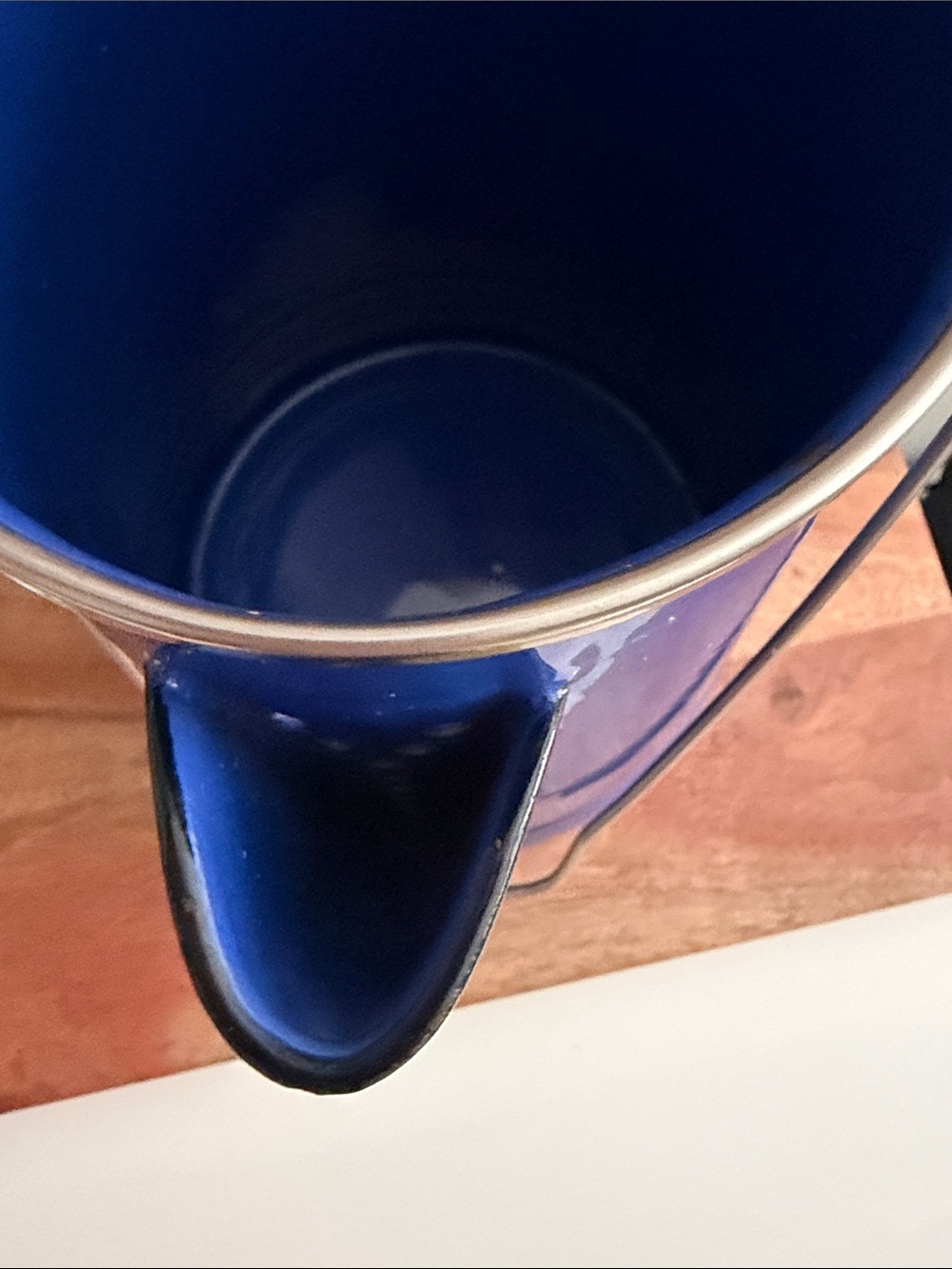 Blue Speckled Enamel Cowboy Camping Coffee Pot w/ Lid & Insert Made in Thailand - Picture 10 of 10